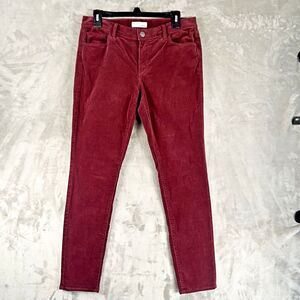 LOFT Womens 30/10 Burgundy Wine Corduroy Skinny Pants Modern Fit Ann Taylor